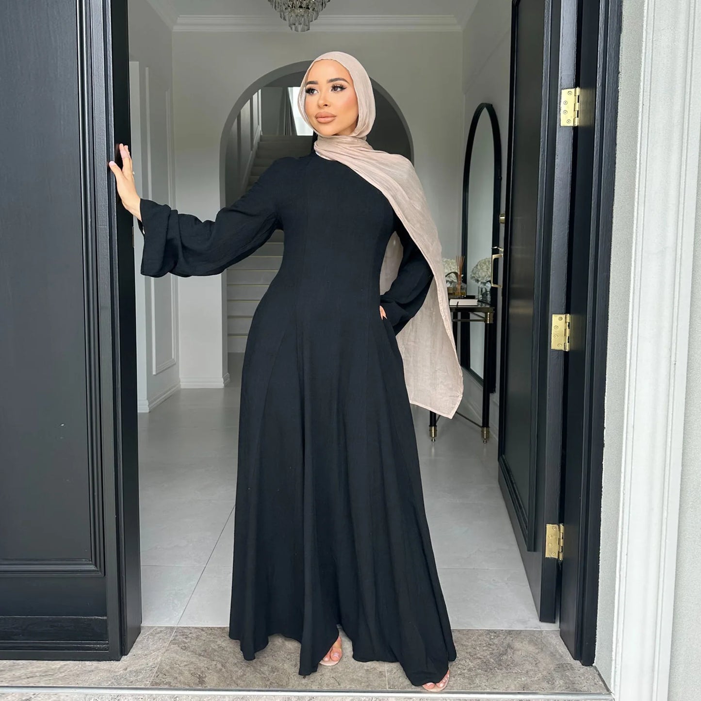 2025 Summer Arabic Muslim Women Modest Dress Eid Dubai Plain Abaya Islam Party Outfit Elegant Holiday Dresses Turkey Kaftan Robe - Bako Bako