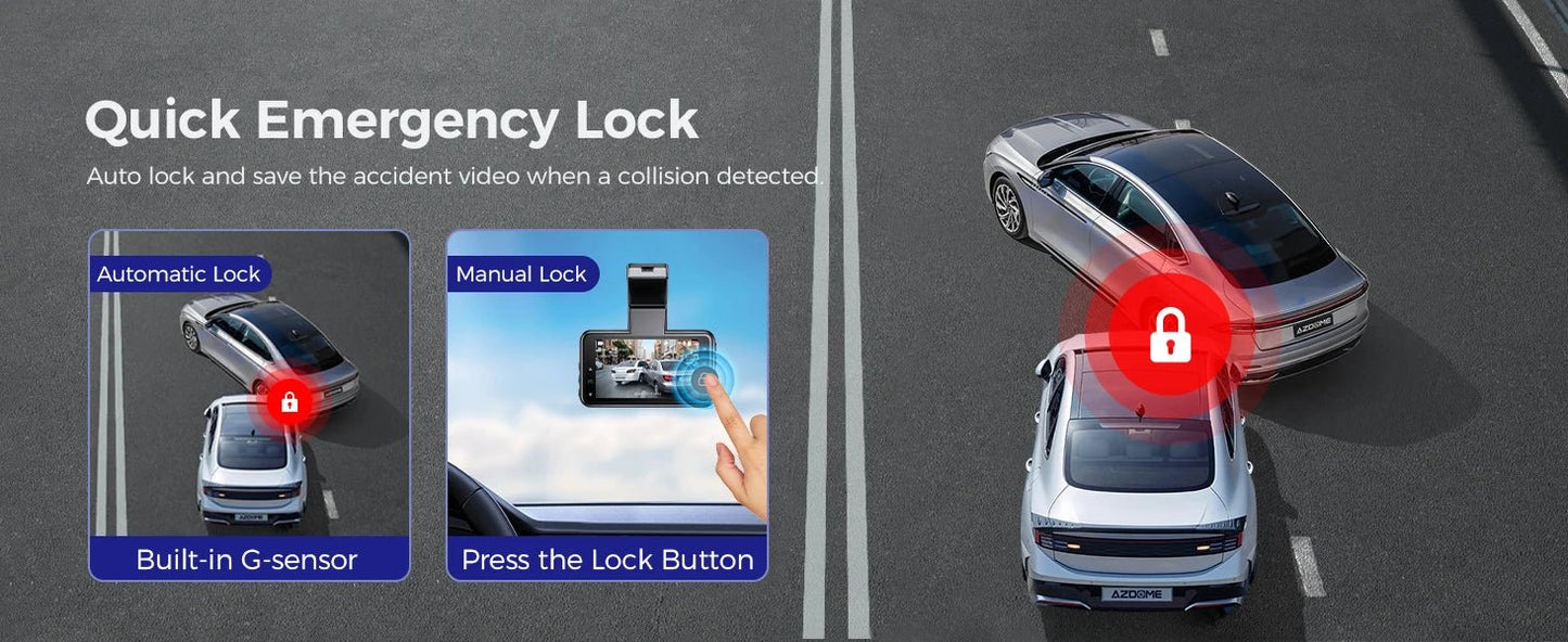 AZDOME Dash Cam M17 1080P Front Cam Built - in ADAS GPS Car Camera 24H Parking Monitor Night Vision Car DVR WIFI APP 150°FOV - Bako Bako