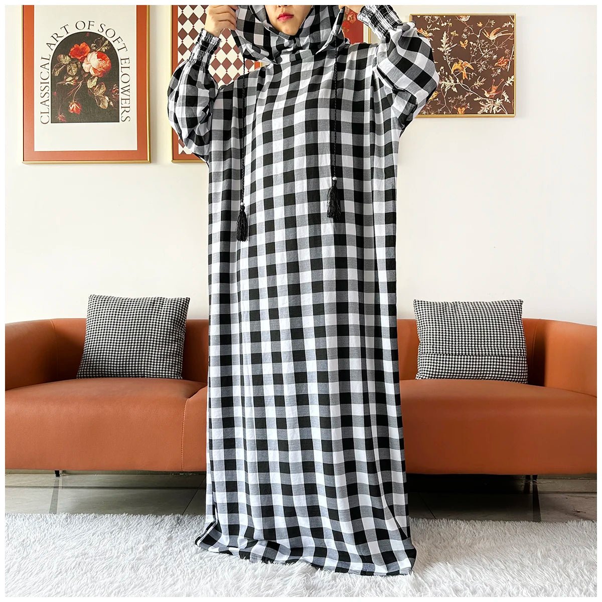 Latest Ramadan Women Abaya Two Hats Dubai Turkey Islam Prayer Clothes Sanding Cotton Fabric Dresses Islam Women Dress Kaftan - Bako Bako