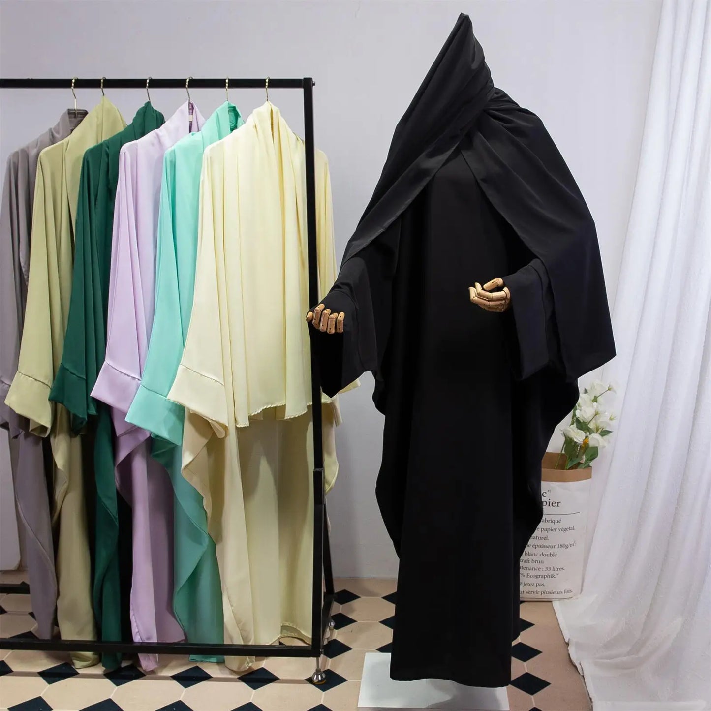 Two Pieces Muslim Abaya Women Jilbab Islamic With Hijab Clothing Dubai Saudi Robe Turkish Modesty Prayer Dresses Loose Kaftans - Bako Bako