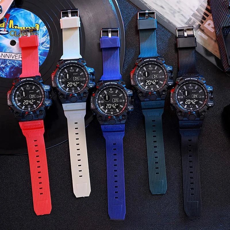 Fashion Men's Watch Sports Electronic Wristwatch Large dial Multifunctional Waterproof Luminous Alarm Kids Male's Military Watch - Bako Bako