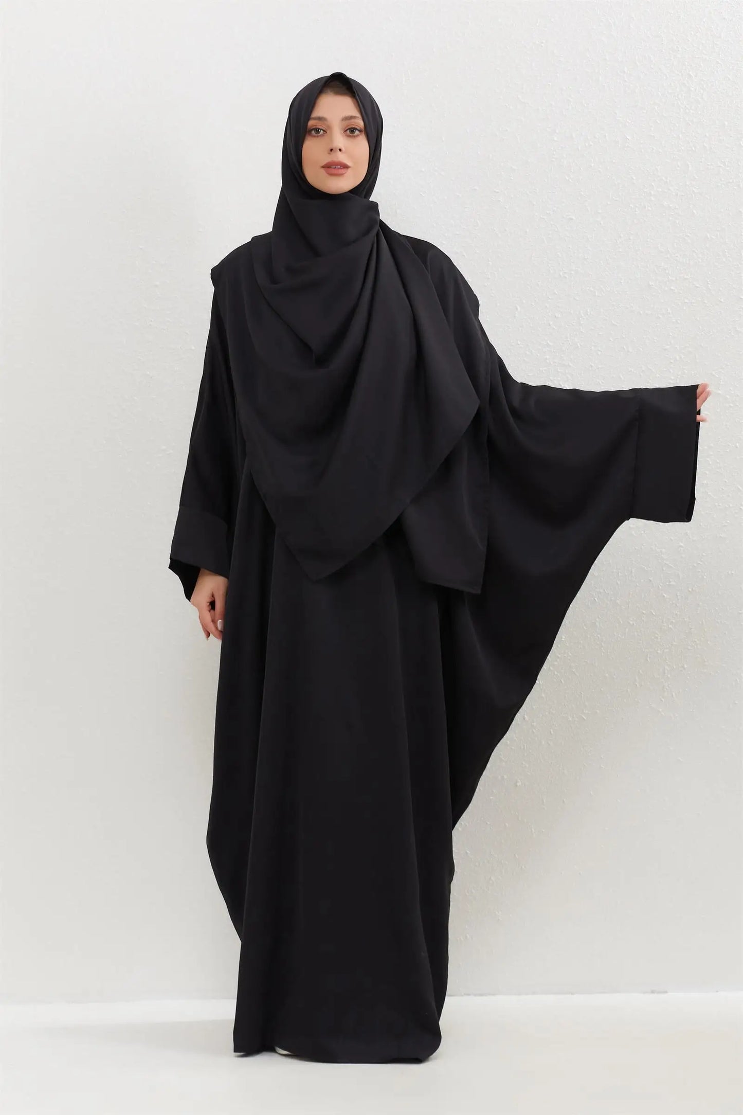 Two Pieces Muslim Abaya Women Jilbab Islamic With Hijab Clothing Dubai Saudi Robe Turkish Modesty Prayer Dresses Loose Kaftans - Bako Bako
