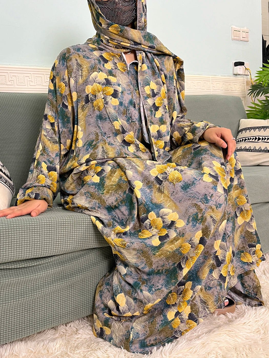 Muslim Cotton Abayas For Women Traditional Floral Ramadan Prayer Garment African Caftan Marocain Femme Robe Connected Headscarf - Bako Bako