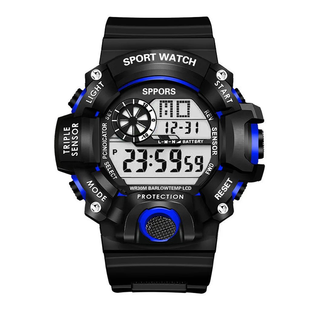 Fashion Men's Watch Sports Electronic Wristwatch Large dial Multifunctional Waterproof Luminous Alarm Kids Male's Military Watch - Bako Bako