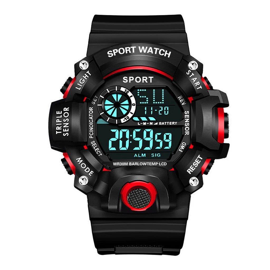 Fashion Men's Watch Sports Electronic Wristwatch Large dial Multifunctional Waterproof Luminous Alarm Kids Male's Military Watch - Bako Bako