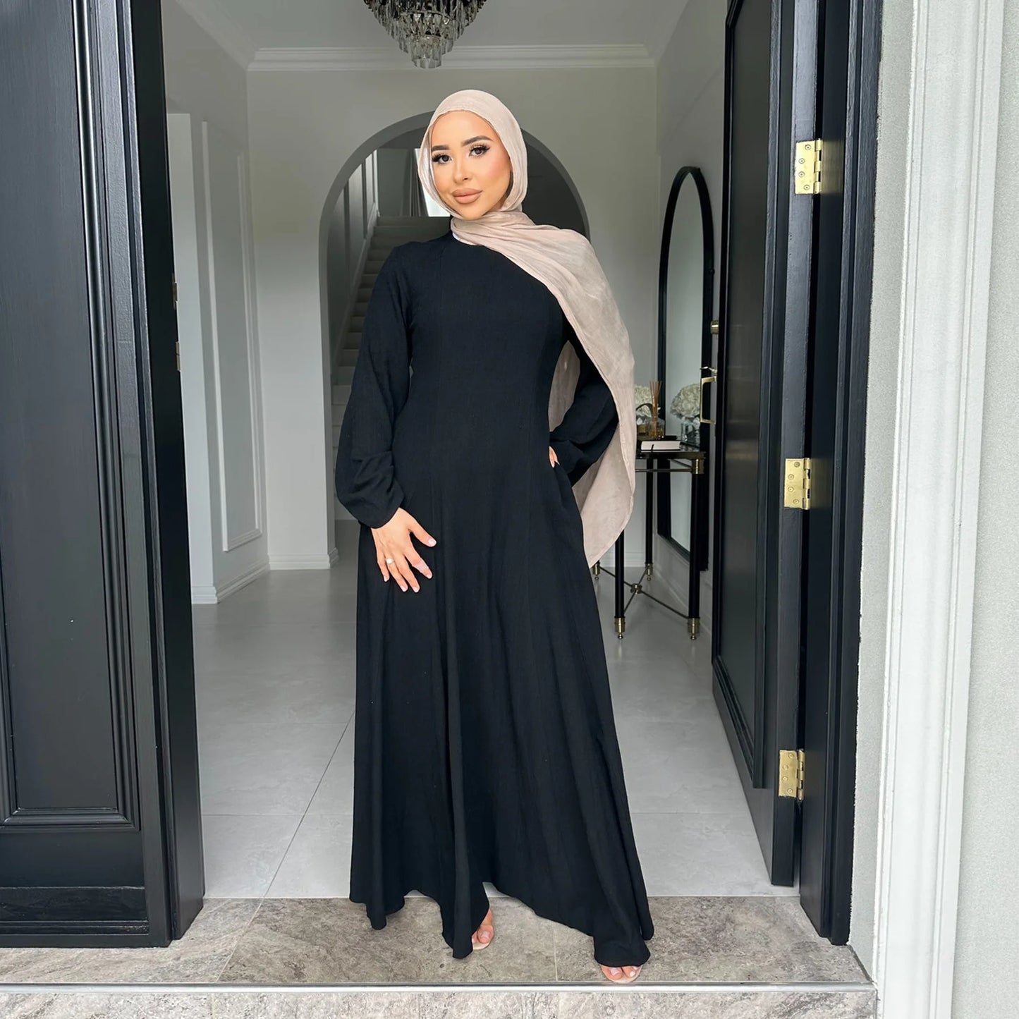 2025 Summer Arabic Muslim Women Modest Dress Eid Dubai Plain Abaya Islam Party Outfit Elegant Holiday Dresses Turkey Kaftan Robe - Bako Bako