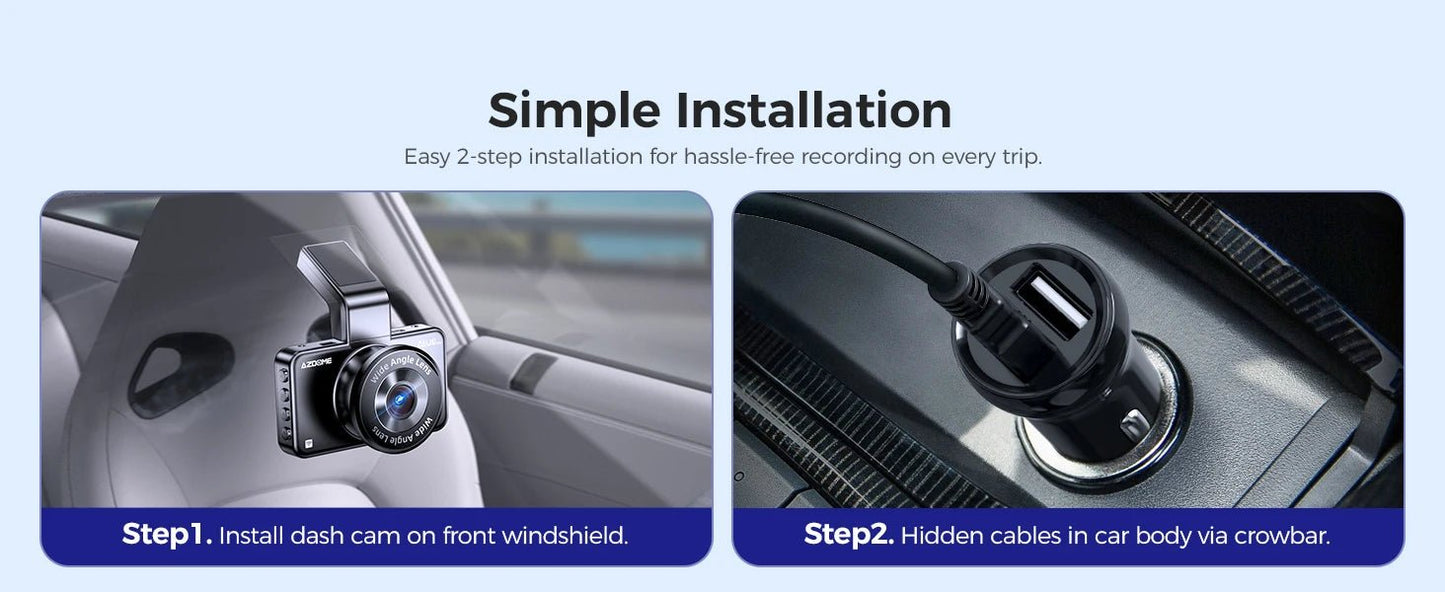 AZDOME Dash Cam M17 1080P Front Cam Built - in ADAS GPS Car Camera 24H Parking Monitor Night Vision Car DVR WIFI APP 150°FOV - Bako Bako