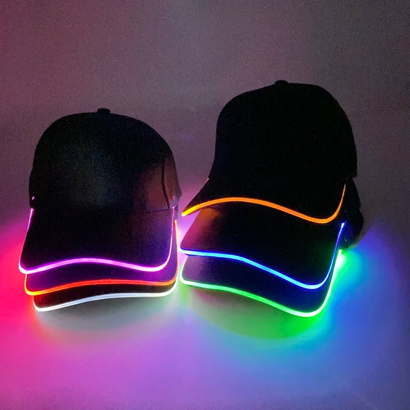 Fashion LED Lighted Up Glow Baseball Cap Snapback Hat Hip - Hop Adjustable Cap Sports Costume Night Running Glow Party Supplies - Bako Bako