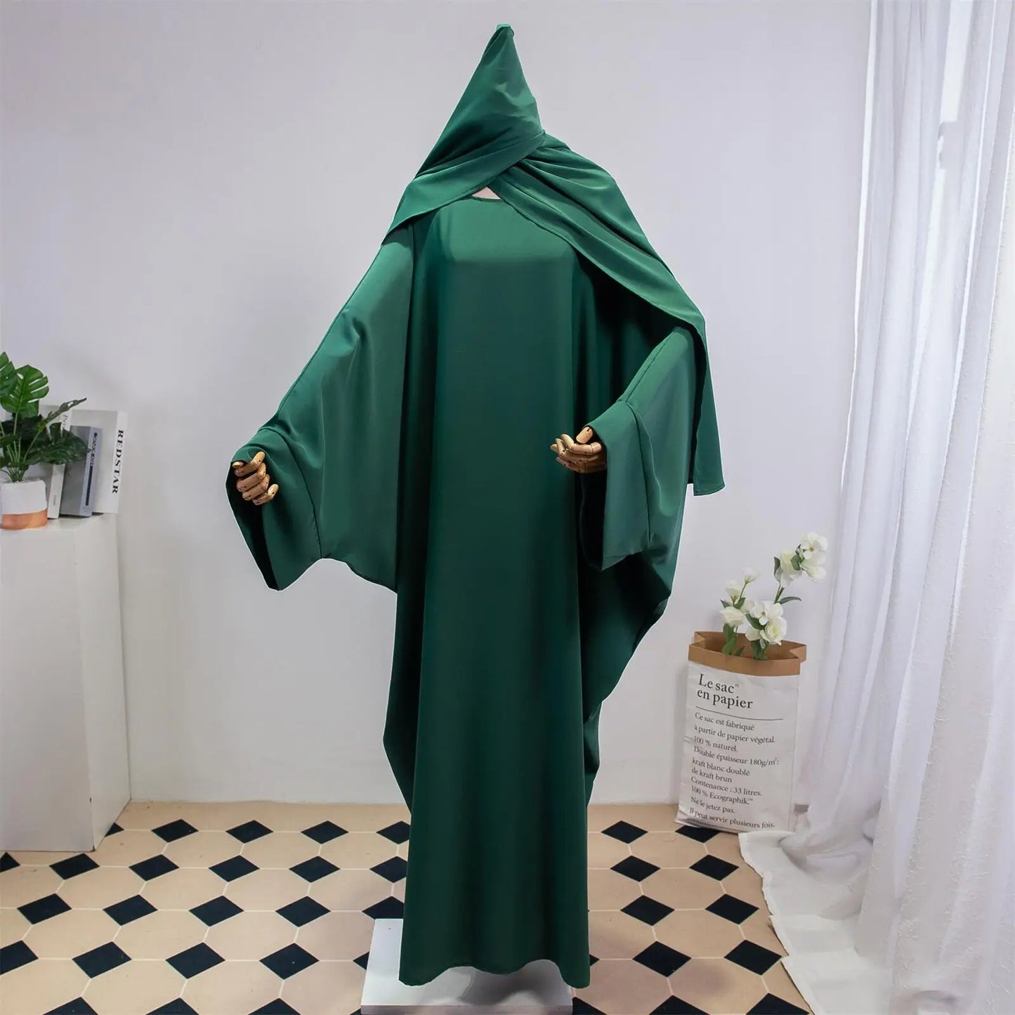 Two Pieces Muslim Abaya Women Jilbab Islamic With Hijab Clothing Dubai Saudi Robe Turkish Modesty Prayer Dresses Loose Kaftans - Bako Bako