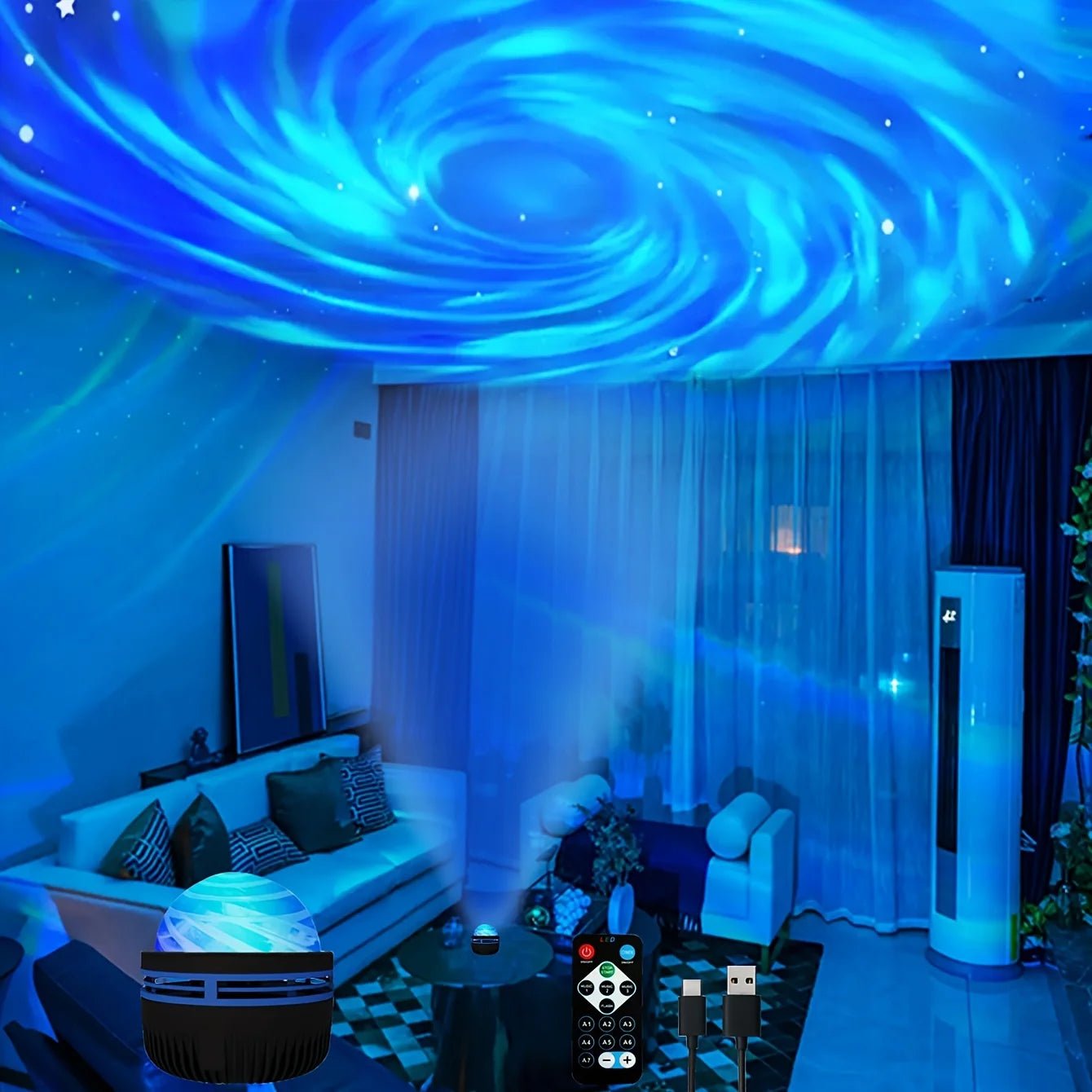LED NightLights Galaxy Projector Remote Control 5V USB Rechargeable Starry Sky Lamp DMX Sound Active 7 Modes for Kids Room Decor - Bako Bako
