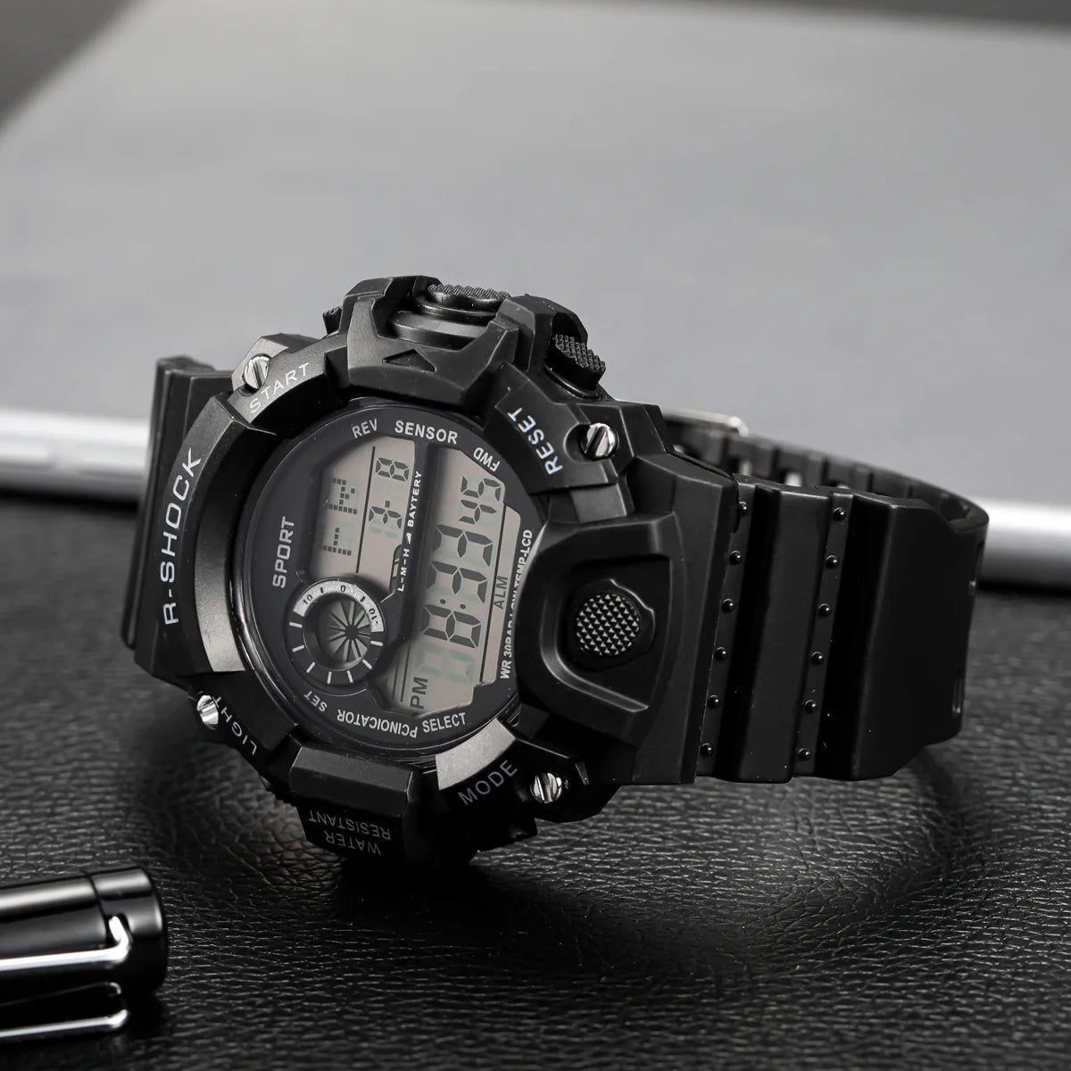 Fashion Men's Watch Sports Electronic Wristwatch Large dial Multifunctional Waterproof Luminous Alarm Kids Male's Military Watch - Bako Bako