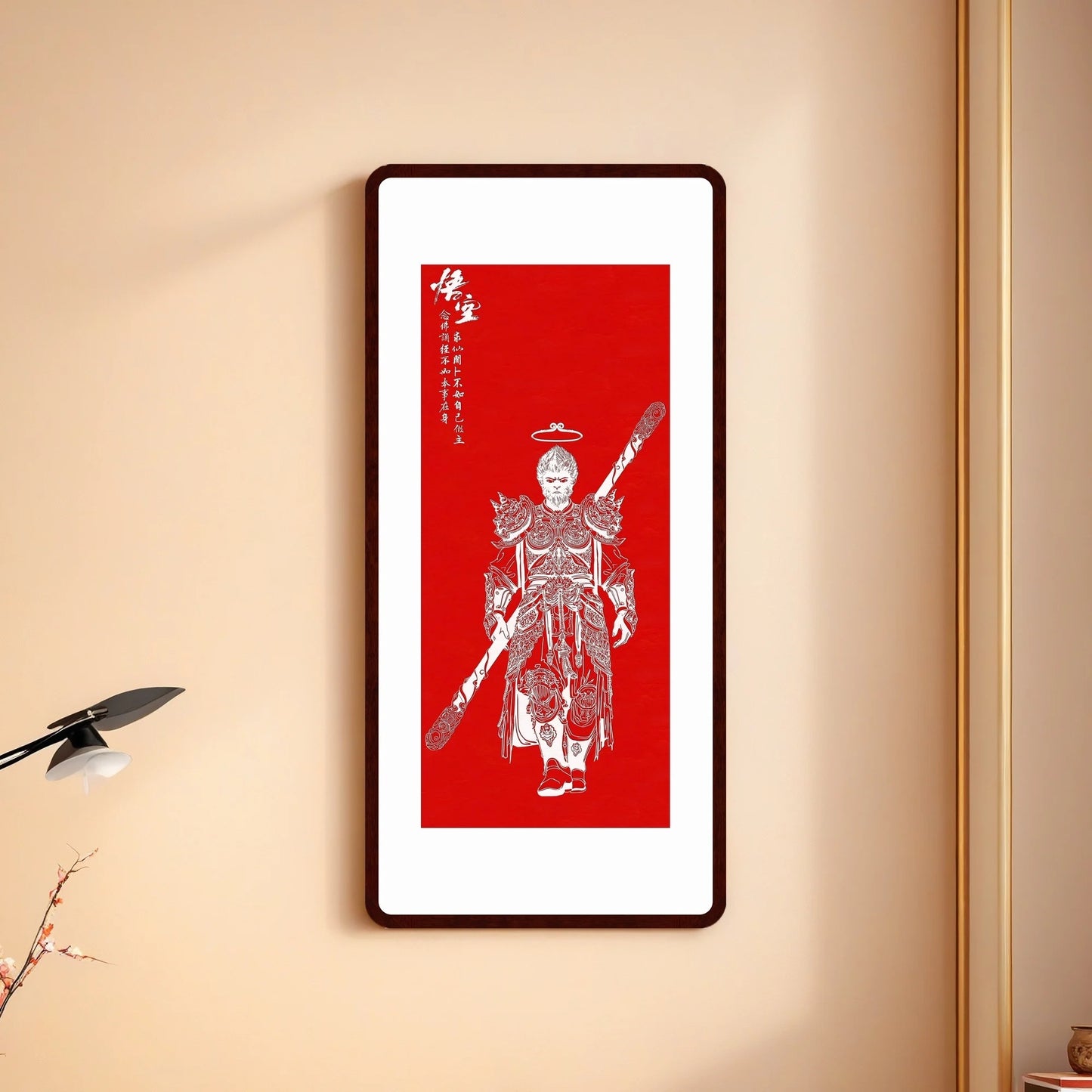 WukongTayin Energy Painting Chinese traditional Painting wall artoffice, restaurant Business Red siz37.8X15.7 inch (96X40cm) - Bako Bako