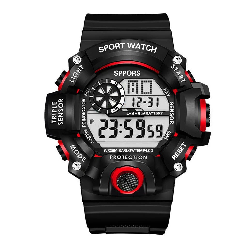 Fashion Men's Watch Sports Electronic Wristwatch Large dial Multifunctional Waterproof Luminous Alarm Kids Male's Military Watch - Bako Bako