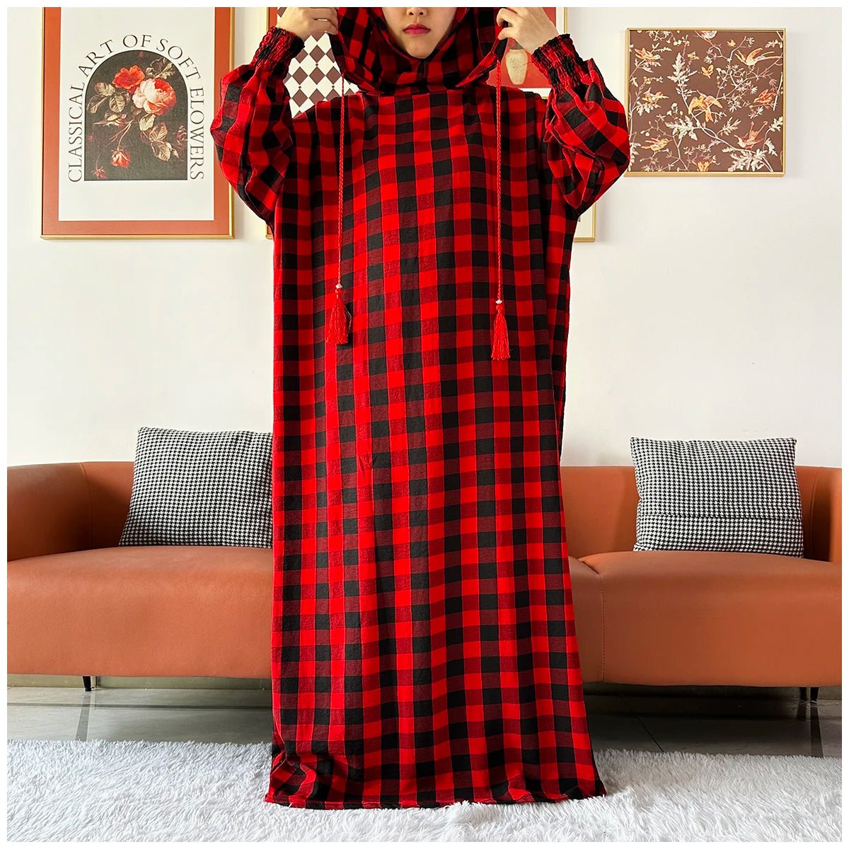 Latest Ramadan Women Abaya Two Hats Dubai Turkey Islam Prayer Clothes Sanding Cotton Fabric Dresses Islam Women Dress Kaftan - Bako Bako