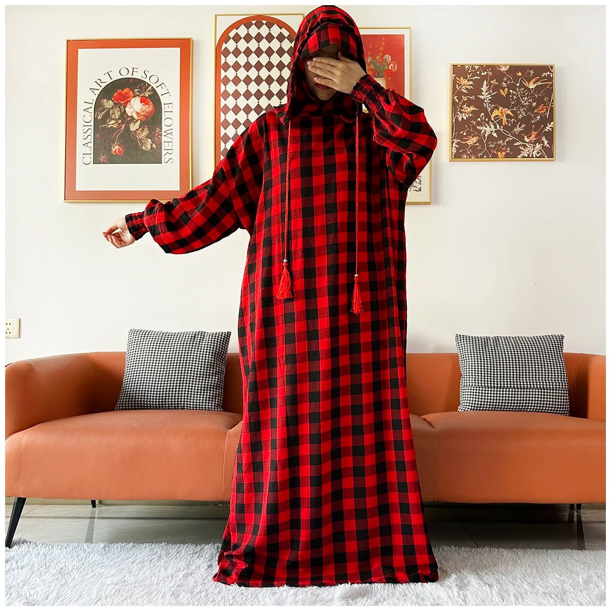 Latest Ramadan Women Abaya Two Hats Dubai Turkey Islam Prayer Clothes Sanding Cotton Fabric Dresses Islam Women Dress Kaftan - Bako Bako