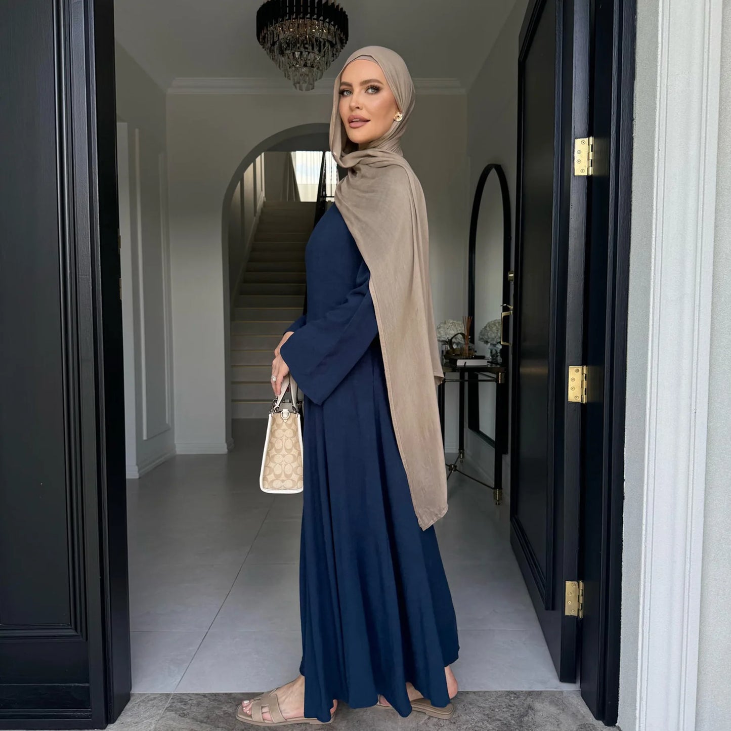2025 Summer Arabic Muslim Women Modest Dress Eid Dubai Plain Abaya Islam Party Outfit Elegant Holiday Dresses Turkey Kaftan Robe - Bako Bako