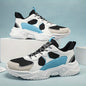 [Breathable Sneakers] Chunky Breathable Mesh Sneakers | Men's White & Teal Casual Sneakers with EVA Sole, Lace - Up Design for All Seasons - Bako Bako