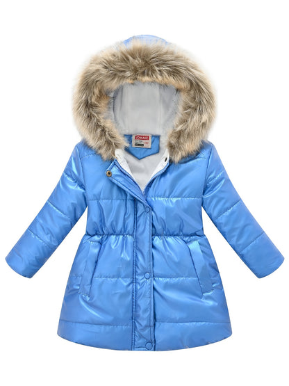 Children's Winter New Style Thickened Glossy Hooded Jacket for Boys and Girls, Mid - Length - Bako Bako