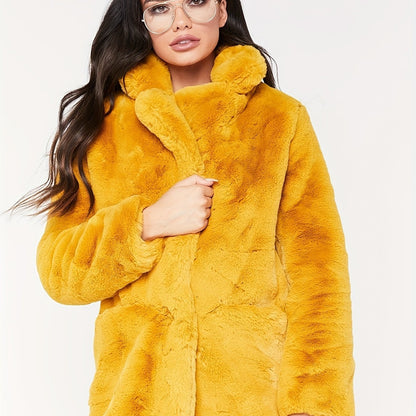 Winter Warm Plush Loose Coat, Casual Long Sleeve Fashion Teddy Outerwear, Women's Clothing - Bako Bako