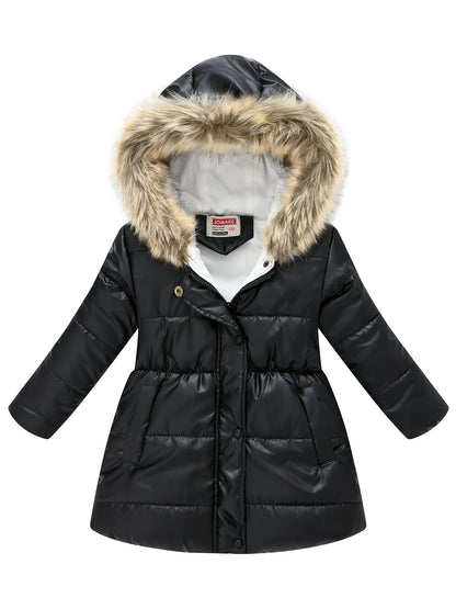 Children's Winter New Style Thickened Glossy Hooded Jacket for Boys and Girls, Mid - Length - Bako Bako