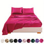 This 4pcs Satin Bed Sheet Set Includes One Fitted Sheet, One Flat Sheet, And Two Pillowcases Without Inserts. The Solid Color Showcases a Simple And Elegant Design That Never Goes Out of Style. Made from Polyester, The Fabric - Bako Bako