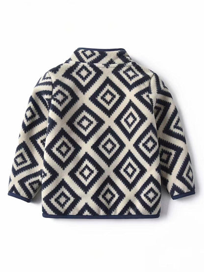 New Boys Vintage Plaid Printed Casual Thickened Warm Stand Collar Zipper Jacket - Bako Bako