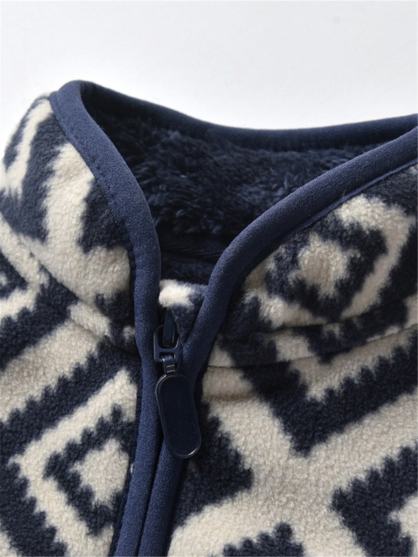 New Boys Vintage Plaid Printed Casual Thickened Warm Stand Collar Zipper Jacket - Bako Bako