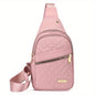 Large Capacity Chest Bag for Women - Adjustable Embroidered Crossbody Bag with Zipper Closure, Polyester Lining, Foldable, and Random Printing - Urban Solid Color Nylon Bag with Comfortable Strap - Bako Bako