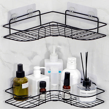 [Cast Iron Shower Shelf] 1pc Cast Iron Corner Shower Shelf - No - Drill Wall Mounted Black Wire Mesh Bathroom Storage Rack for Easy Access & Organization, Perfect for Shampoo, Conditioner, and Soap, Bathroom Storage Solution | - Bako Bako