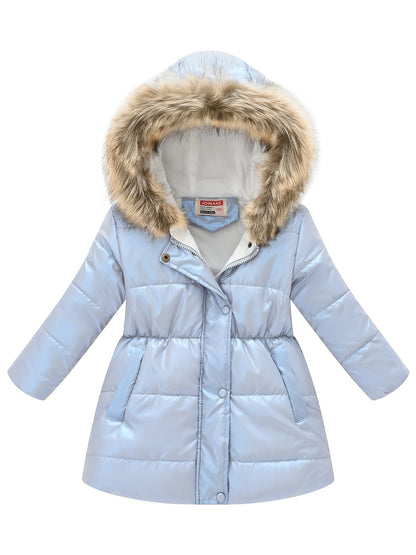 Children's Winter New Style Thickened Glossy Hooded Jacket for Boys and Girls, Mid - Length - Bako Bako