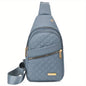Large Capacity Chest Bag for Women - Adjustable Embroidered Crossbody Bag with Zipper Closure, Polyester Lining, Foldable, and Random Printing - Urban Solid Color Nylon Bag with Comfortable Strap - Bako Bako