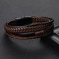 1pc Men's Hand - Woven Multi - Layer Leather Bracelet with Buckle Closure - Stylish Faux Leather Cuff, Durable & Versatile Accessory for Casual or Formal Wear - Bako Bako