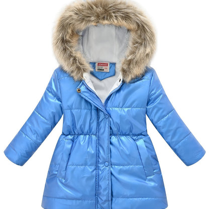 Children's Winter New Style Thickened Glossy Hooded Jacket for Boys and Girls, Mid - Length - Bako Bako