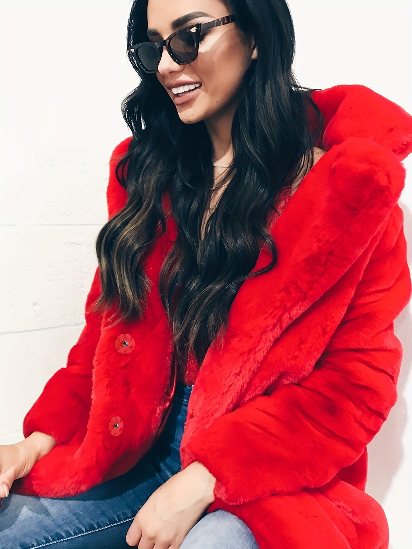 Winter Warm Plush Loose Coat, Casual Long Sleeve Fashion Teddy Outerwear, Women's Clothing - Bako Bako