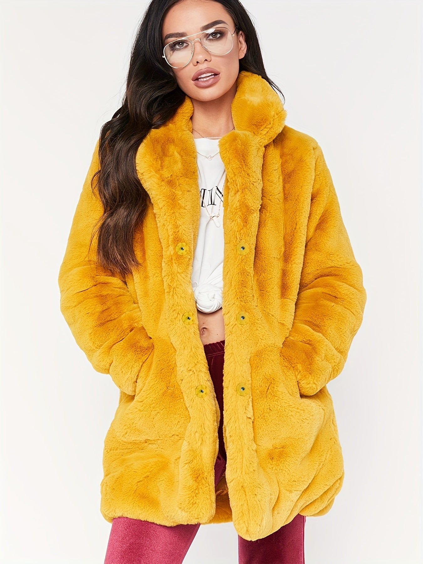 Winter Warm Plush Loose Coat, Casual Long Sleeve Fashion Teddy Outerwear, Women's Clothing - Bako Bako