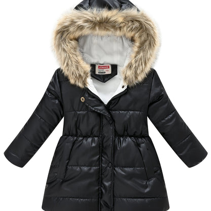 Children's Winter New Style Thickened Glossy Hooded Jacket for Boys and Girls, Mid - Length - Bako Bako
