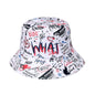 1 Men's "What" Graffiti - Style Bucket Hat - Streetwear Polyester, Hand - Washable, Black with Colorful Typography & Graphics, Perfect for Trendy Outfits - Bako Bako