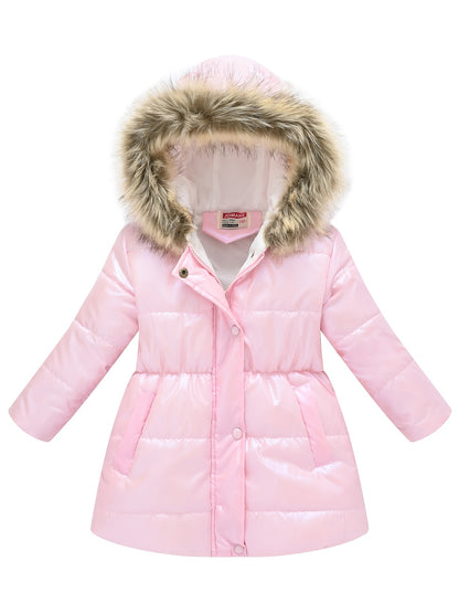 Children's Winter New Style Thickened Glossy Hooded Jacket for Boys and Girls, Mid - Length - Bako Bako