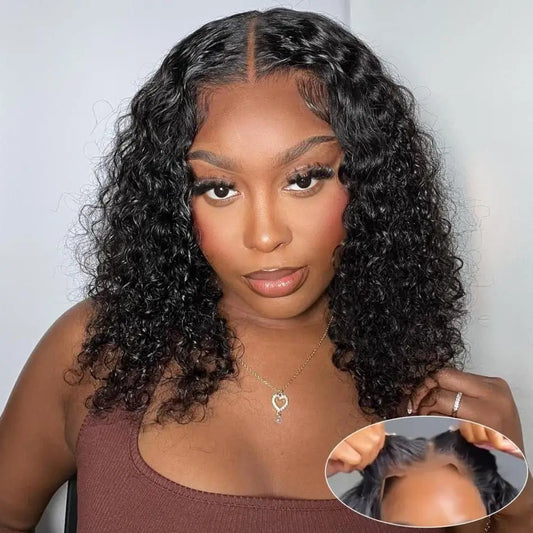 Glueless Preplucked Human Wigs Ready To Go Deep Wave Curly Wigs Pre Cut Lace Frontal Wig 4X4 5X5 Closure Wigs 100% Human Hair - Bako Bako