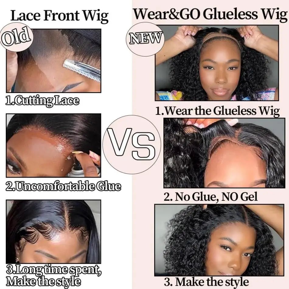 Glueless Preplucked Human Wigs Ready To Go Deep Wave Curly Wigs Pre Cut Lace Frontal Wig 4X4 5X5 Closure Wigs 100% Human Hair - Bako Bako