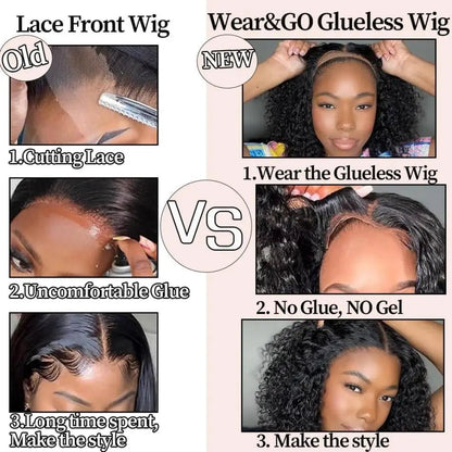 Glueless Preplucked Human Wigs Ready To Go Deep Wave Curly Wigs Pre Cut Lace Frontal Wig 4X4 5X5 Closure Wigs 100% Human Hair - Bako Bako