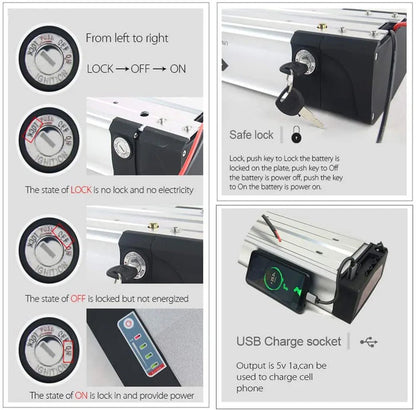 Rear Rack eBike Battery 21700 18650 52V 48V 27Ah 72V 20Ah with Rack no Rack Optional for 1500W 1000W 750W 500W 24" - 28 inch - Bako Bako