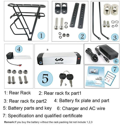 Rear Rack eBike Battery 21700 18650 52V 48V 27Ah 72V 20Ah with Rack no Rack Optional for 1500W 1000W 750W 500W 24" - 28 inch - Bako Bako