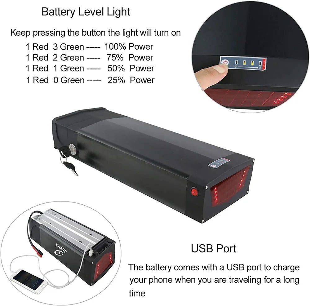 Rear Rack eBike Battery 21700 18650 52V 48V 27Ah 72V 20Ah with Rack no Rack Optional for 1500W 1000W 750W 500W 24" - 28 inch - Bako Bako