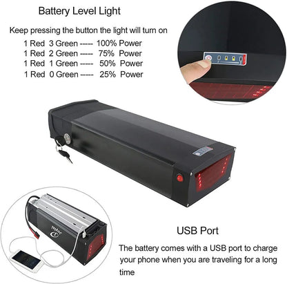 Rear Rack eBike Battery 21700 18650 52V 48V 27Ah 72V 20Ah with Rack no Rack Optional for 1500W 1000W 750W 500W 24" - 28 inch - Bako Bako