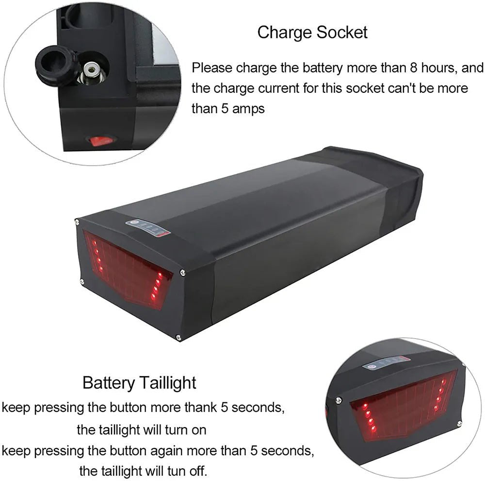 Rear Rack eBike Battery 21700 18650 52V 48V 27Ah 72V 20Ah with Rack no Rack Optional for 1500W 1000W 750W 500W 24" - 28 inch - Bako Bako