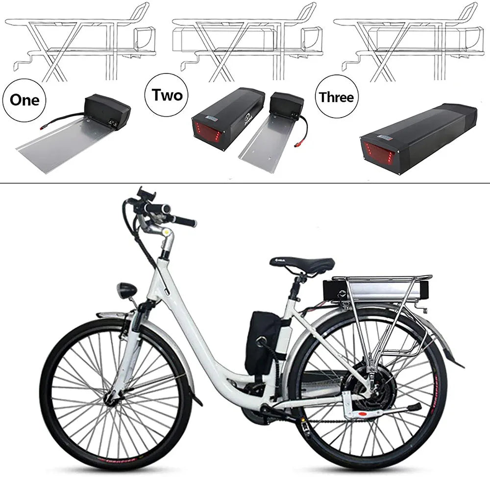 Rear Rack eBike Battery 21700 18650 52V 48V 27Ah 72V 20Ah with Rack no Rack Optional for 1500W 1000W 750W 500W 24" - 28 inch - Bako Bako