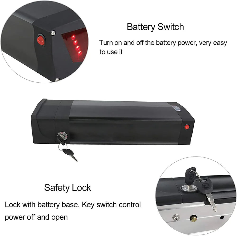 Rear Rack eBike Battery 21700 18650 52V 48V 27Ah 72V 20Ah with Rack no Rack Optional for 1500W 1000W 750W 500W 24" - 28 inch - Bako Bako