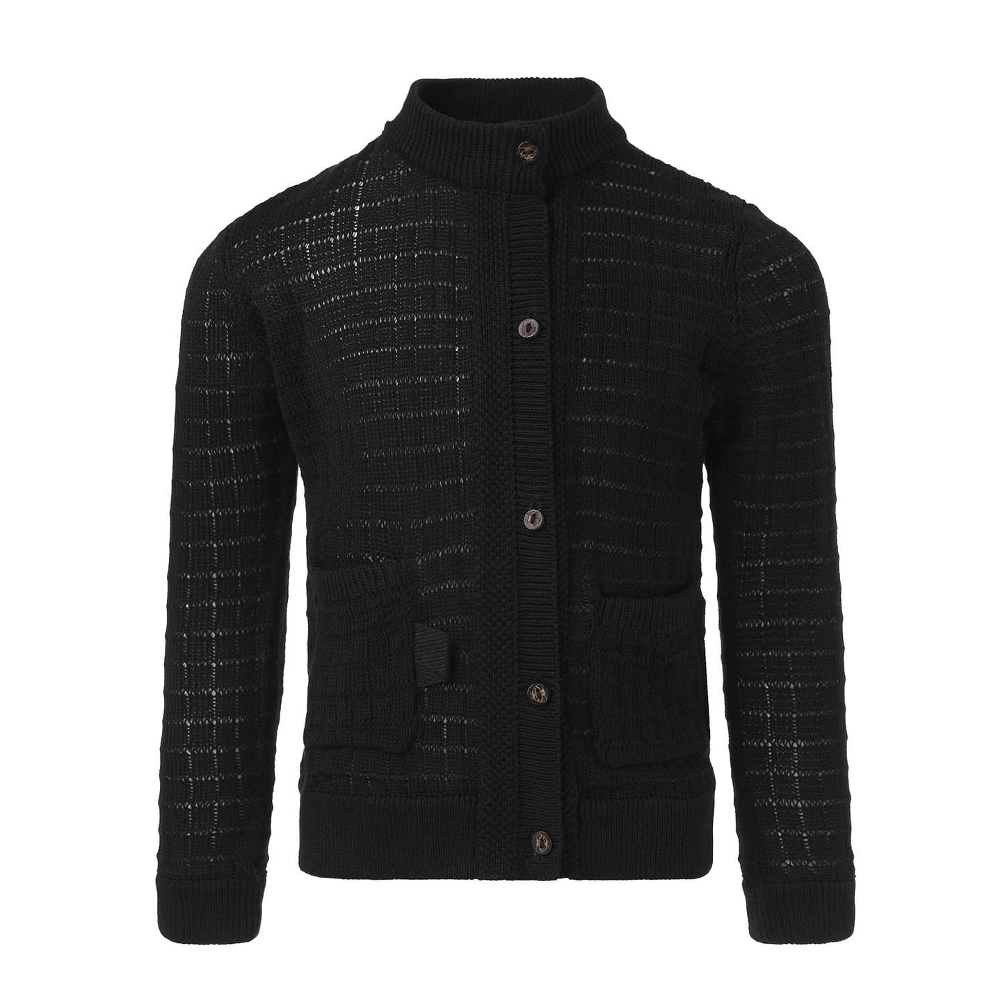 Balck Summer Cardigan with Front Buttons Fastening - SweaterInfantium VictoriaBako
