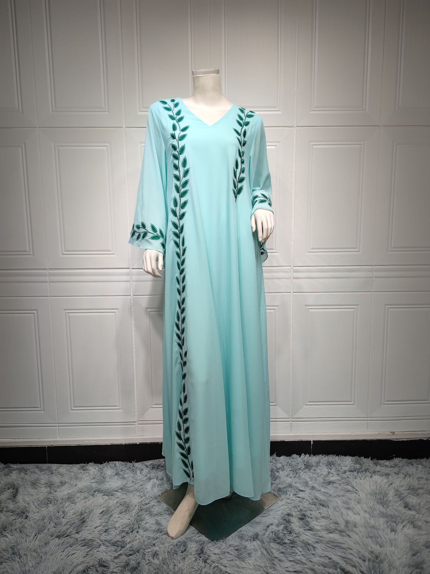 Eid Muslim Abaya for Women Embroidery Dress with Scarf 2 Piece Set Dubai Arab Long Robe Morocco Abayas Kaftan Headscarf Gorgeous - Bako Bako
